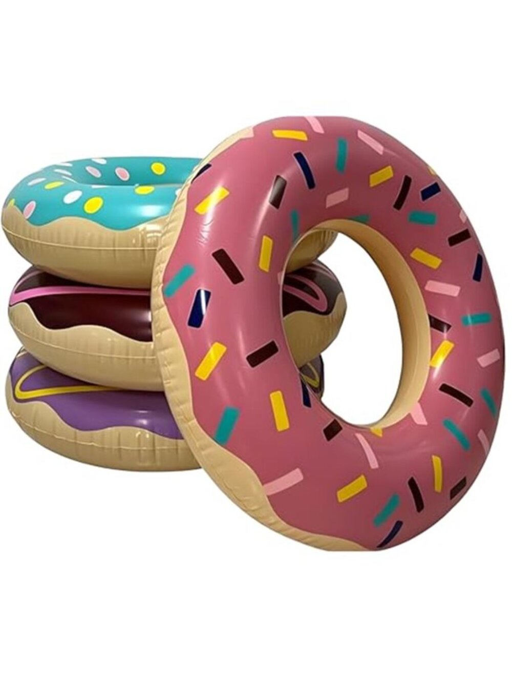 Donut Pool Float 4 Pack Inflatable Swim Rings Kids Adults Summer Beach Party Fun